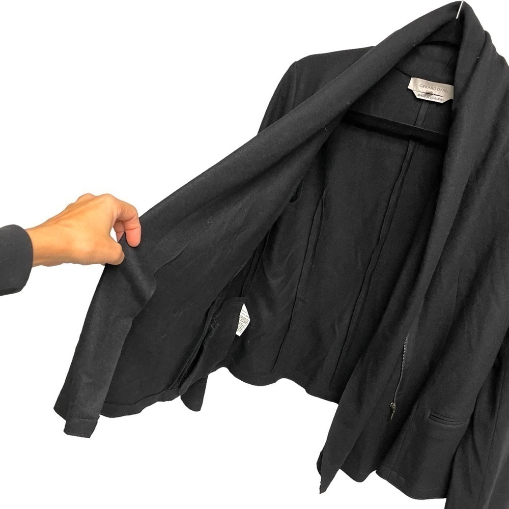 GERARD DAREL Black Wool Zip Front Blazer Jacket 42 EU - Picture 4 of 7